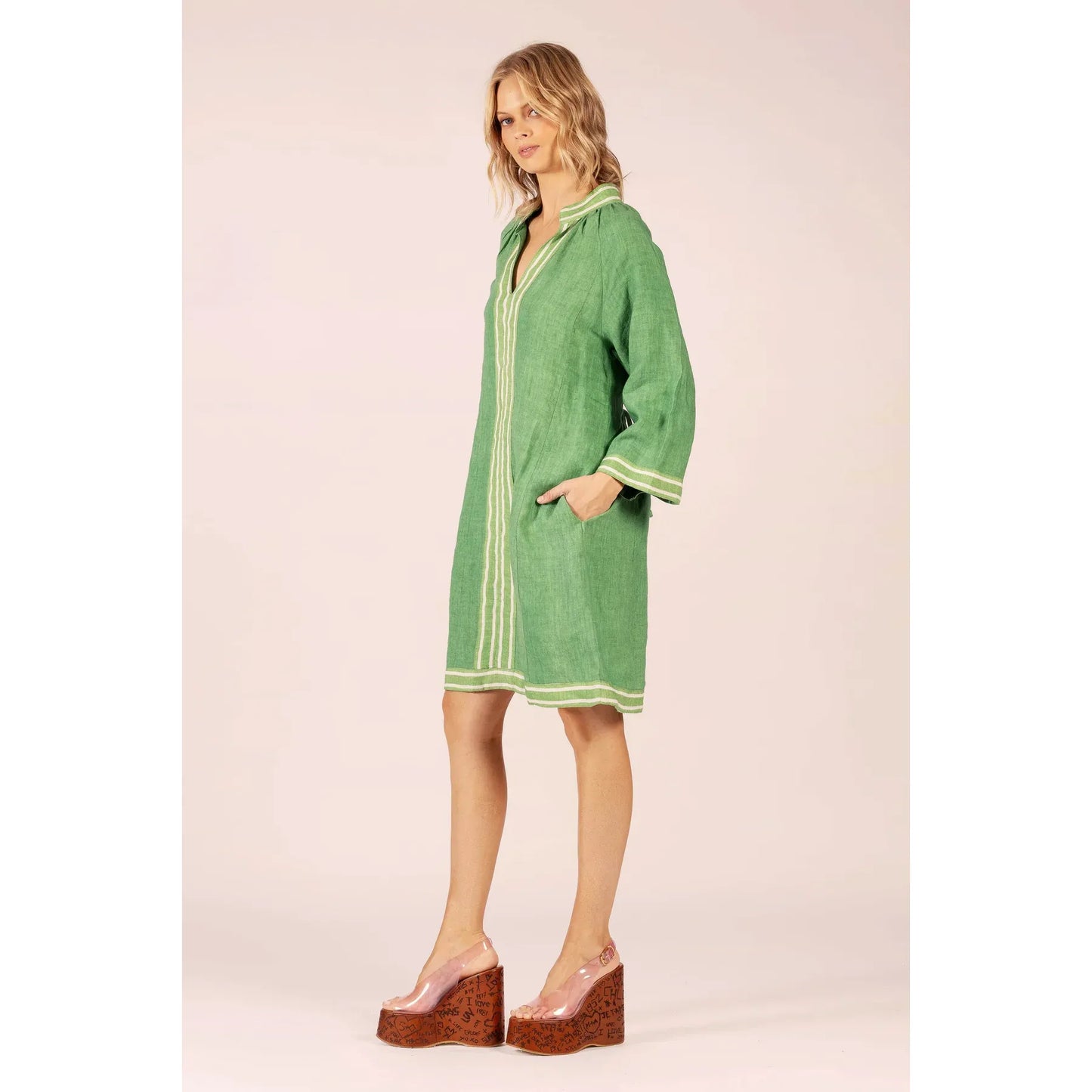 LOLA Australia Allegra Linen Dress - Emerald