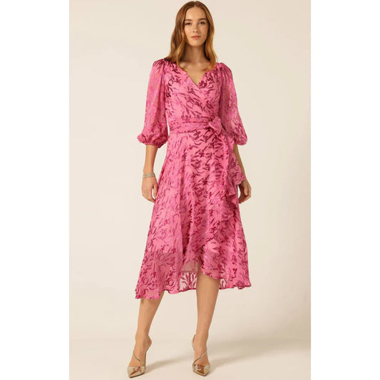 Sacha Drake Sherbet Breeze Midi Wrap Dress - Magenta Botanical