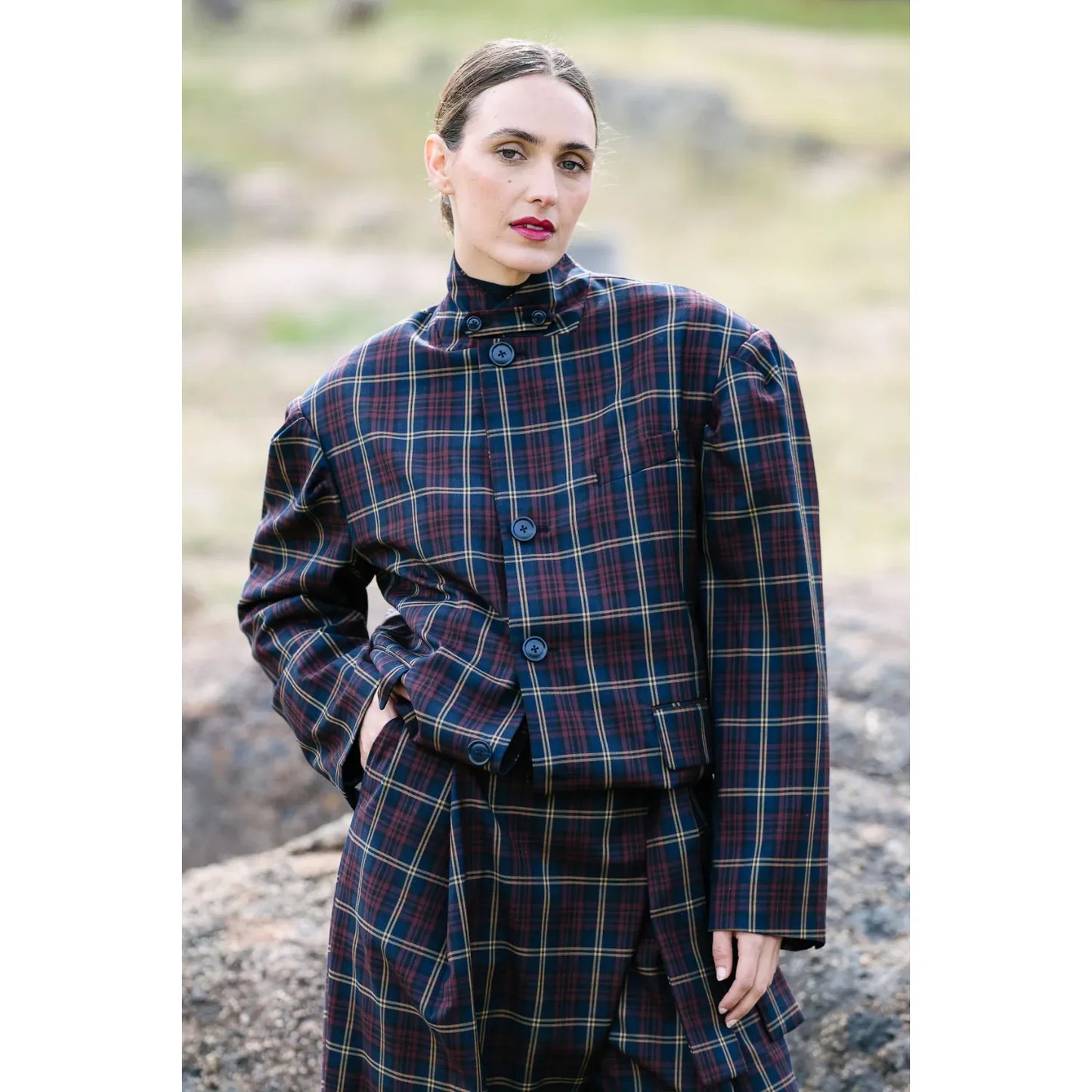 M.A Dainty Skye Jacket - Navy/Red Check