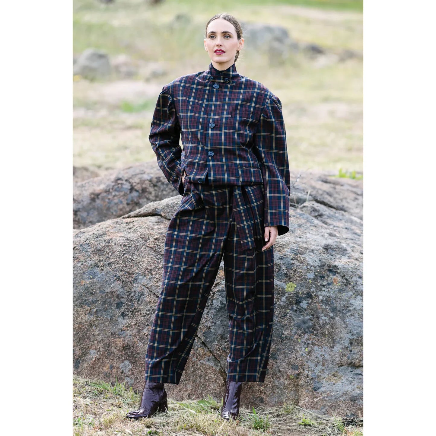 M.A Dainty Skye Jacket - Navy/Red Check