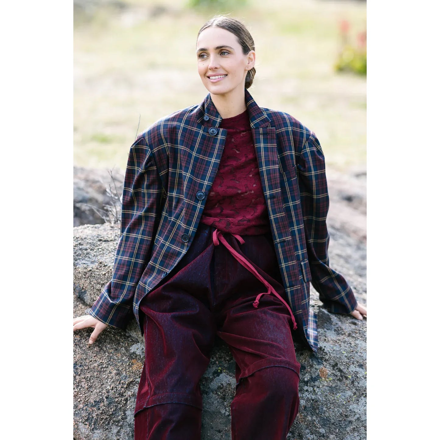 M.A Dainty Skye Jacket - Navy/Red Check