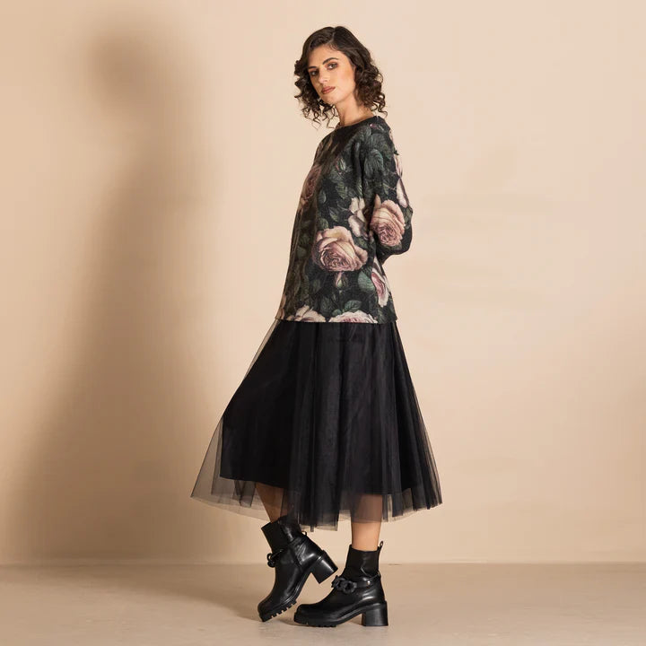 Megan Salmon Felt Knit Box Jumper - Old Roses