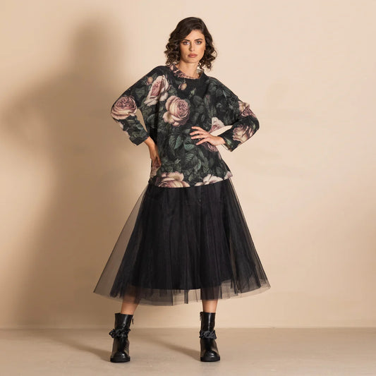 Megan Salmon Felt Knit Box Jumper - Old Roses