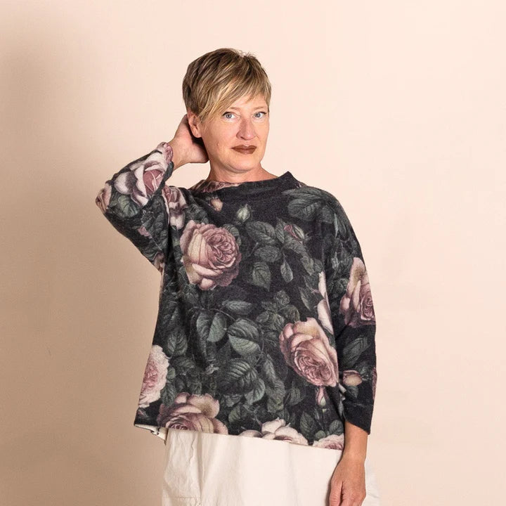 Megan Salmon Felt Knit Box Jumper - Old Roses