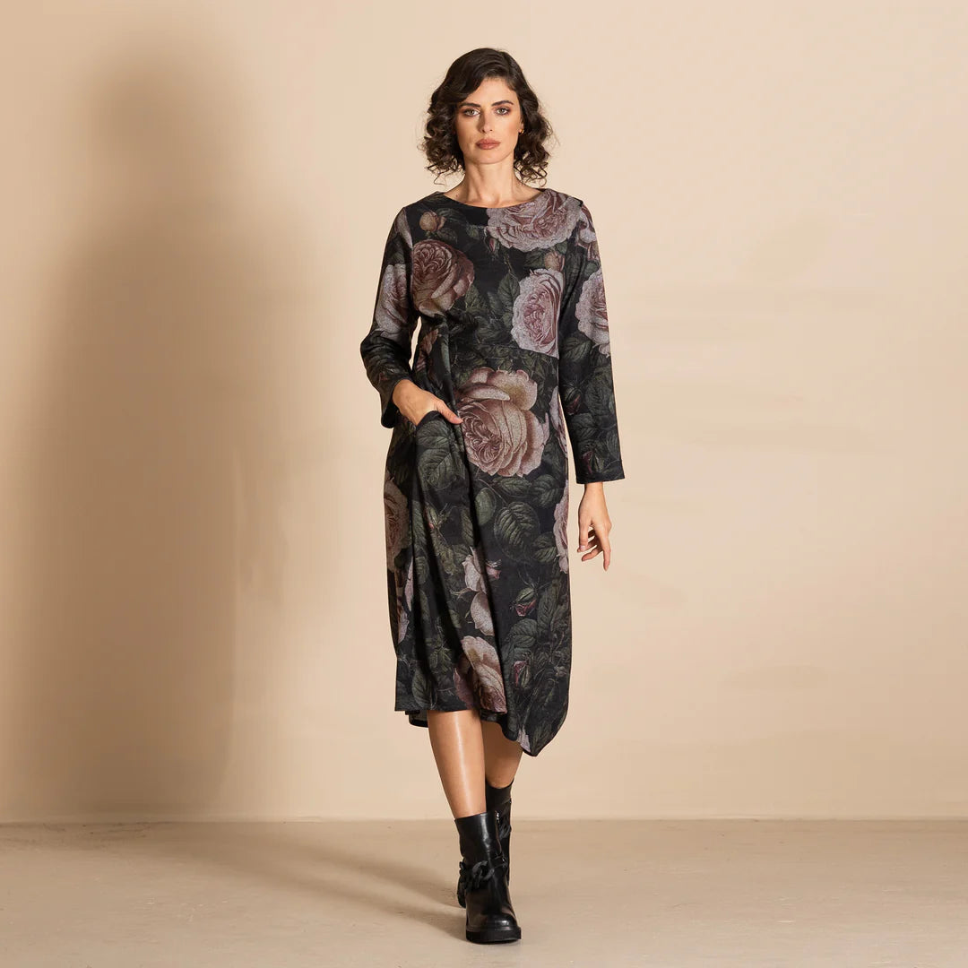 Megan Salmon Knit Easy Romance Dress - Old Roses