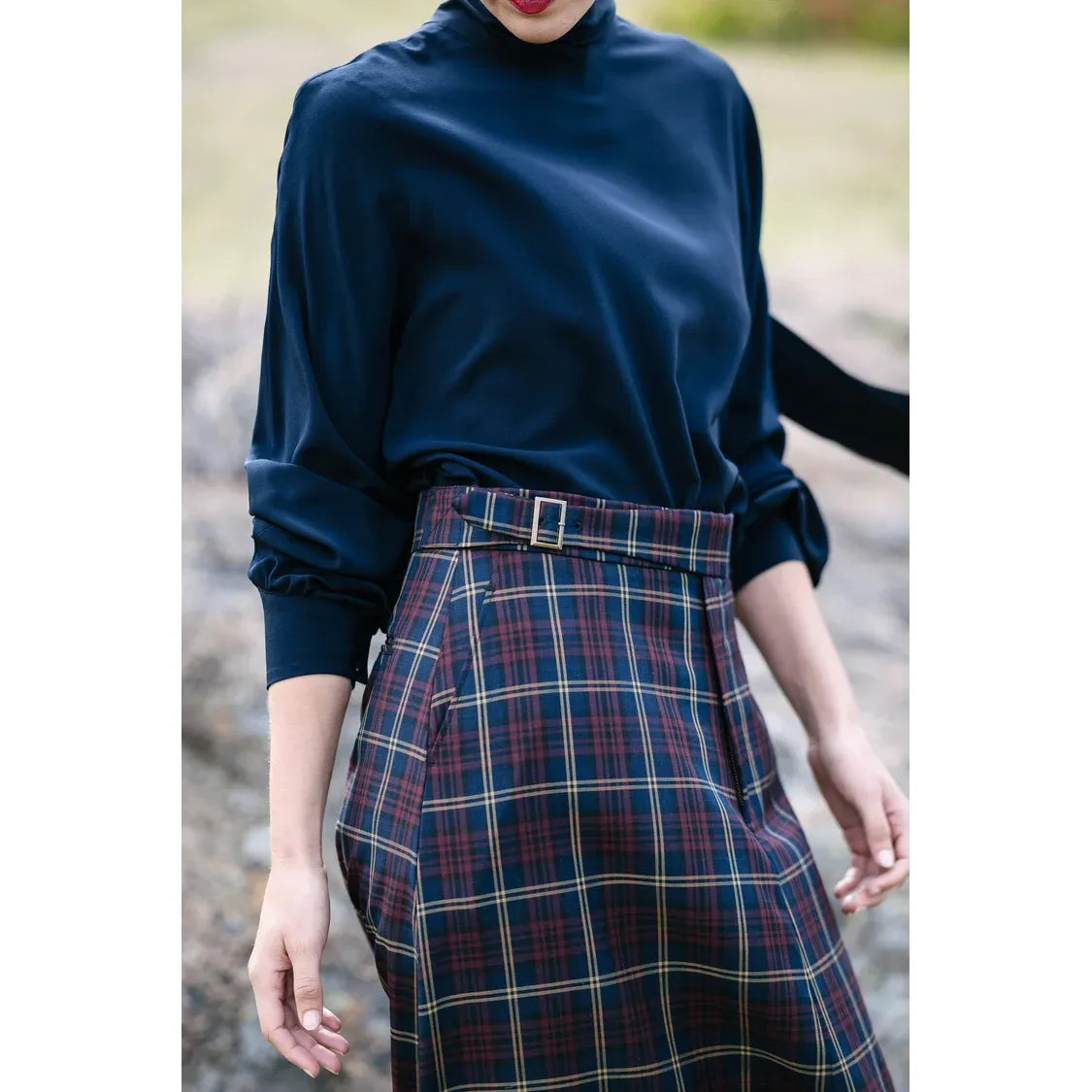 M.A Dainty Stirling Skirt - Navy/Red Stripe
