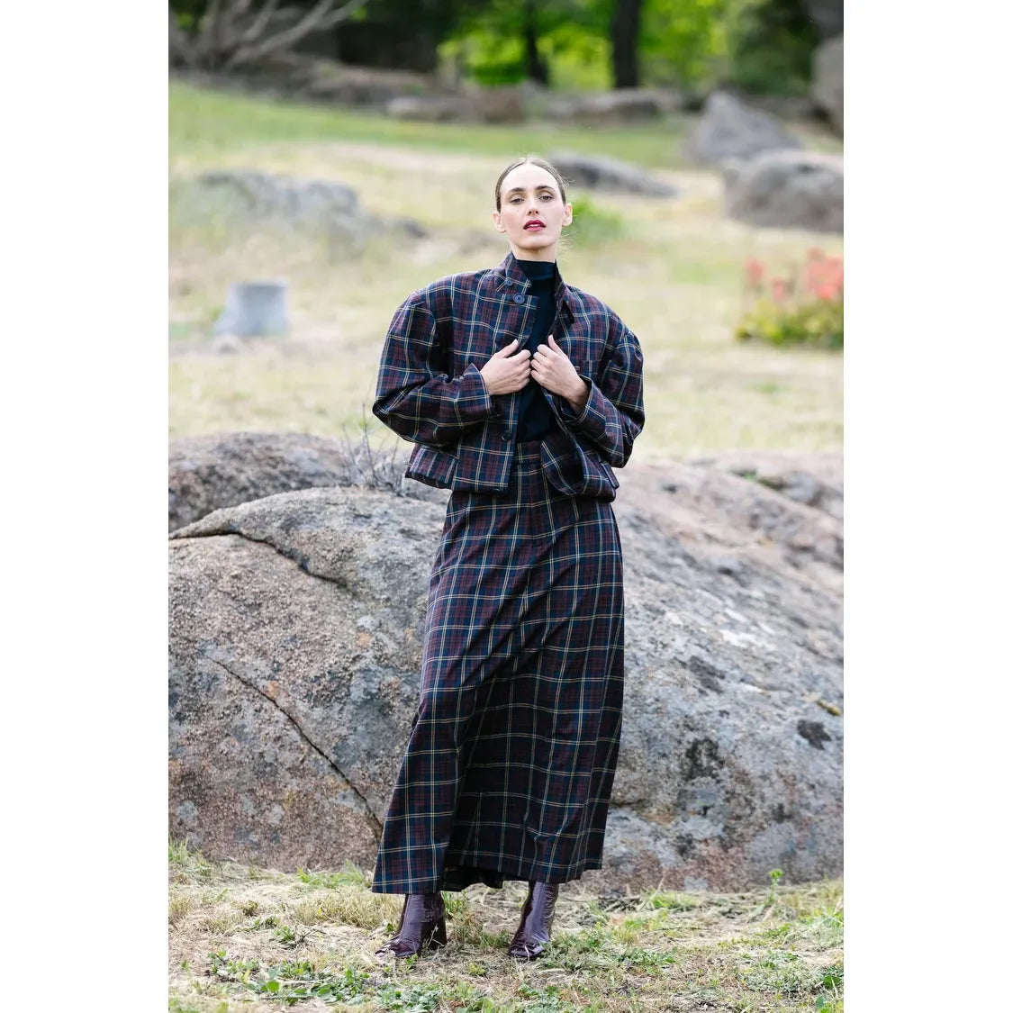 M.A Dainty Stirling Skirt - Navy/Red Stripe