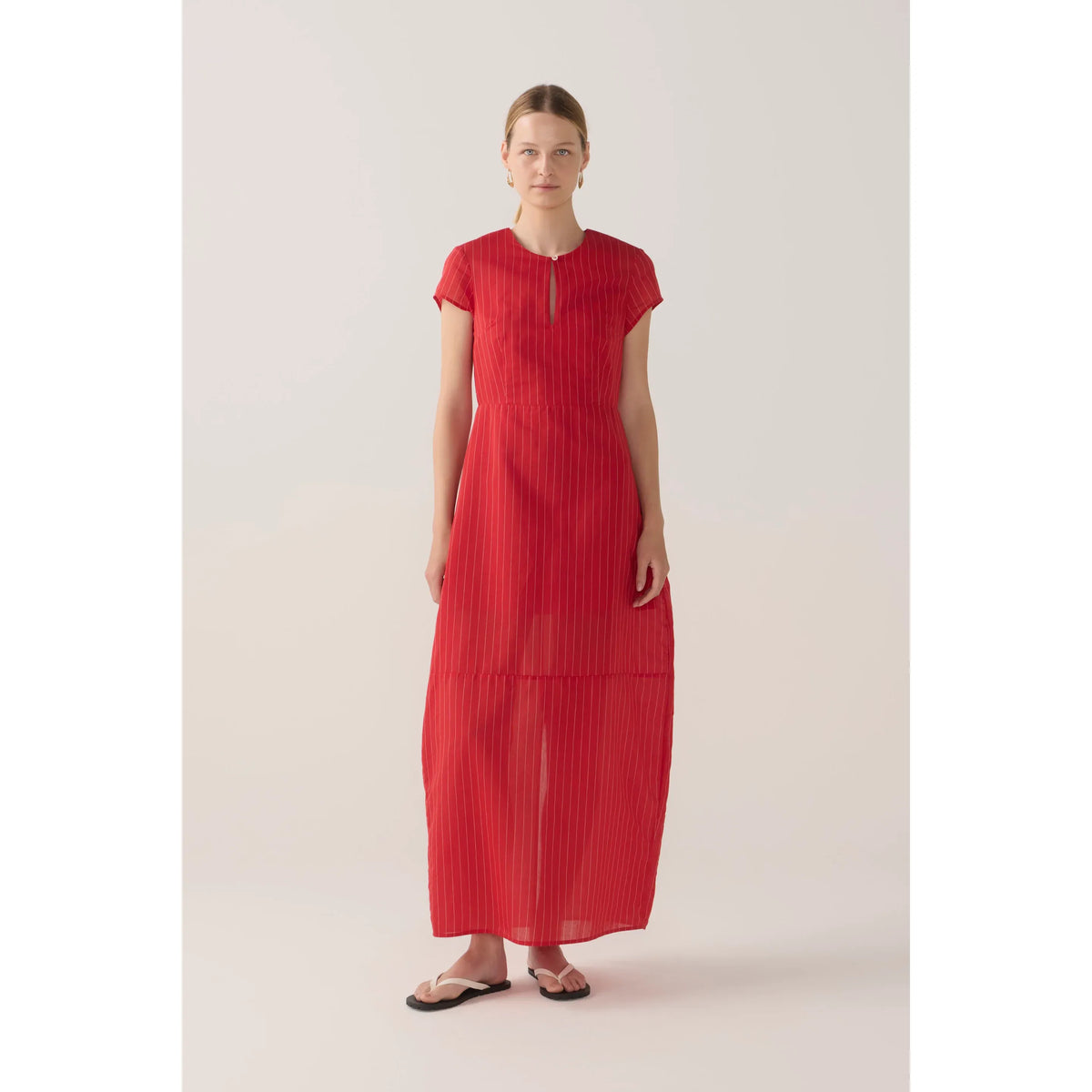 Foemina Sapphire Dress - Crimson Pinstripe