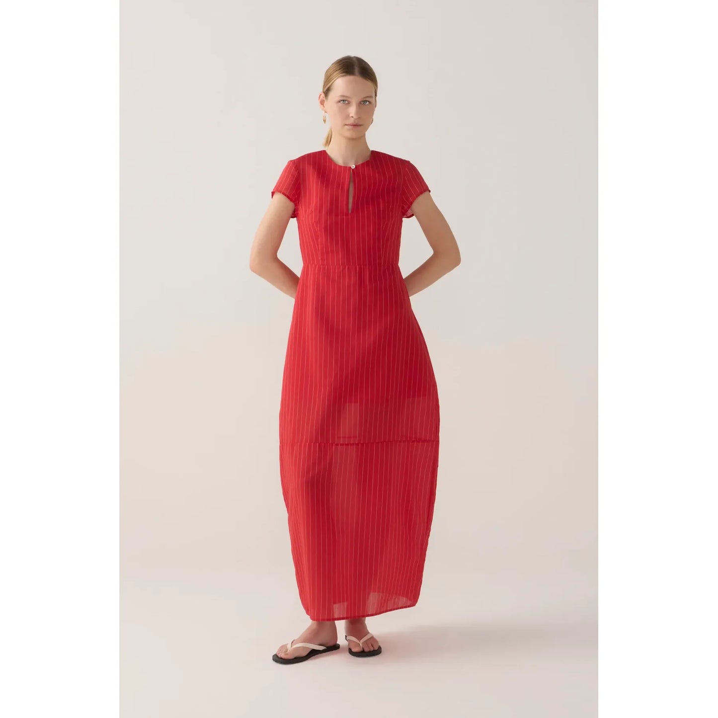 Foemina Sapphire Dress - Crimson Pinstripe