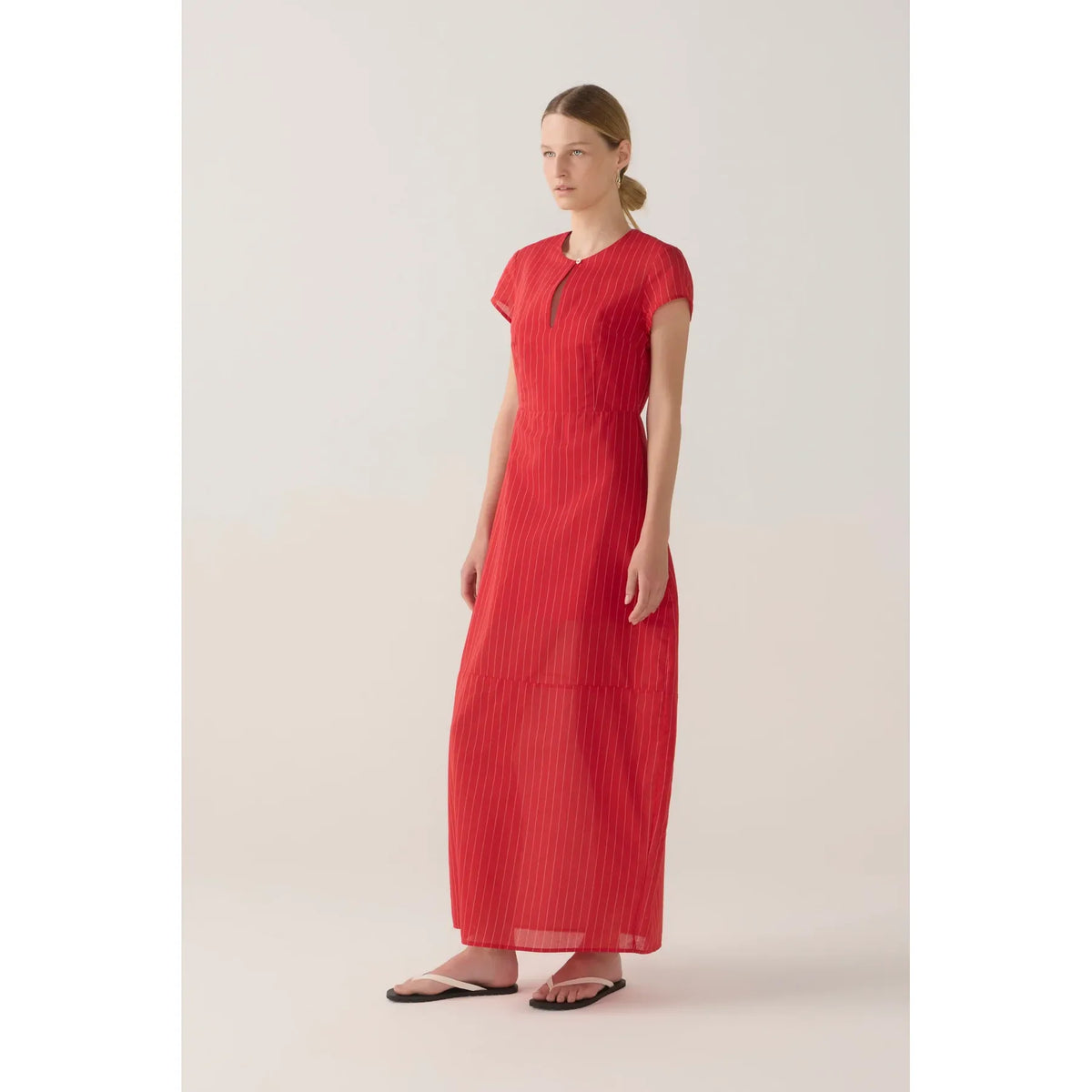 Foemina Sapphire Dress - Crimson Pinstripe