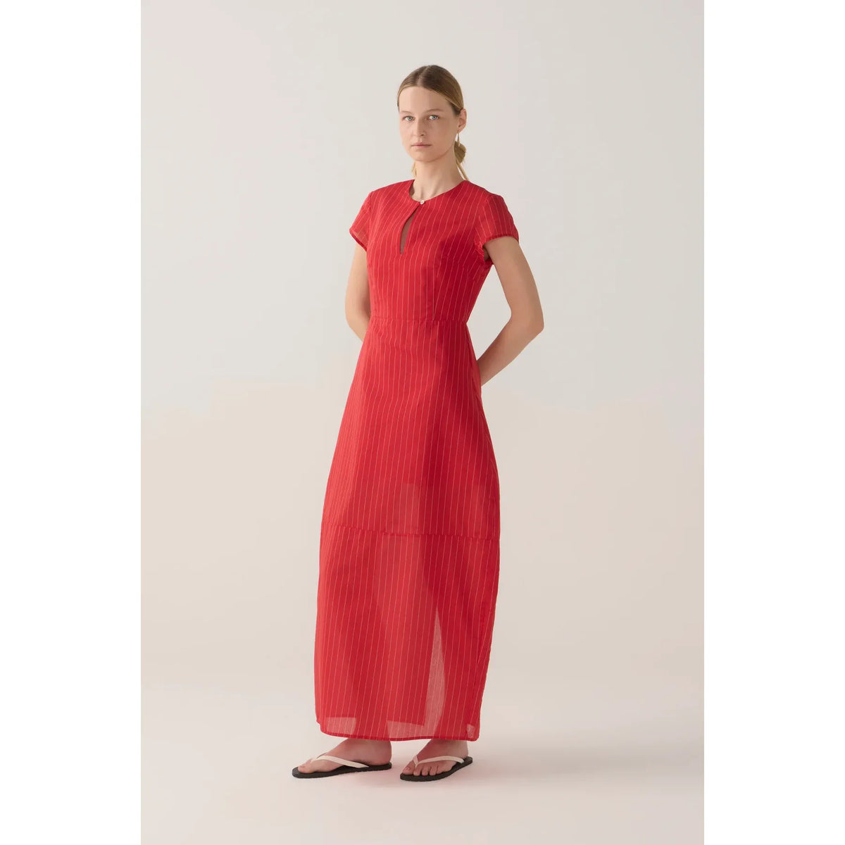 Foemina Sapphire Dress - Crimson Pinstripe