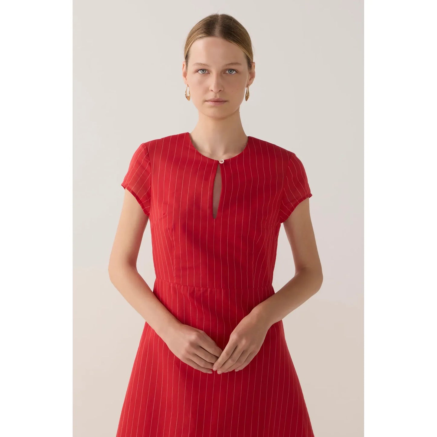 Foemina Sapphire Dress - Crimson Pinstripe