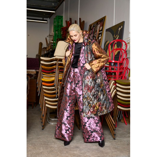 M.A Dainty Puff Coat - Pink/Black Floral