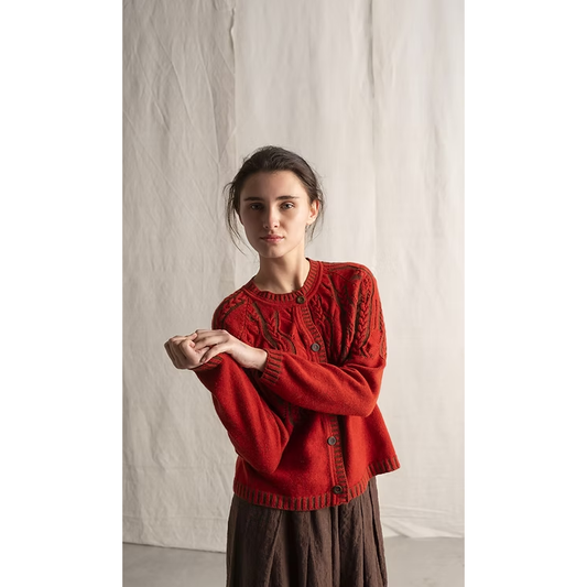 Hannoh + Wessel Karlotta Cardigan 405 - Red/Brown
