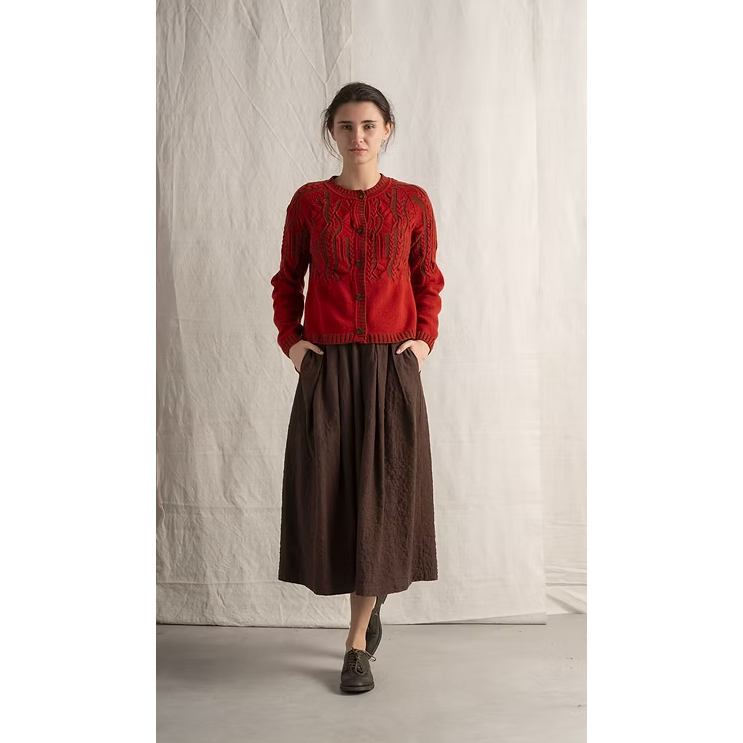 Hannoh + Wessel Karlotta Cardigan 405 - Red/Brown