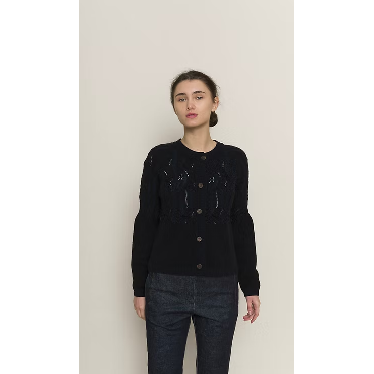 Hannoh + Wessel Karlotta Cardigan 405 - Black/Navy