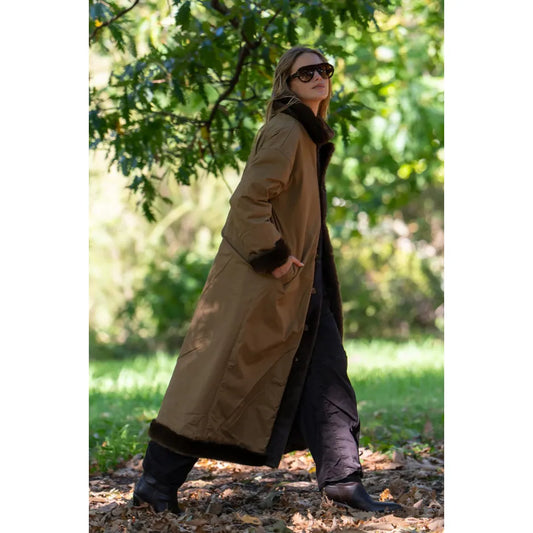 Shirty Lech Reverso Long Coat - Tan/Brown