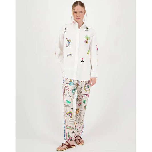 Me 369 Madison Oversized Embroidered Shirt - White