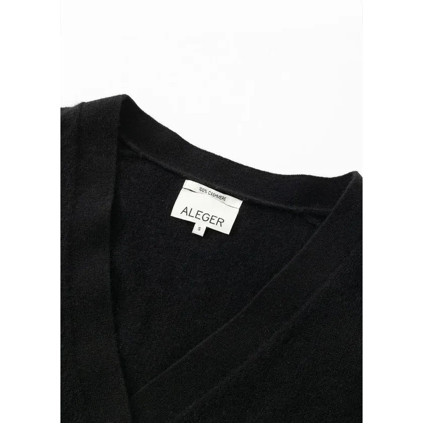 Aleger Cashmere Seam Detail Cardi 145 - Black