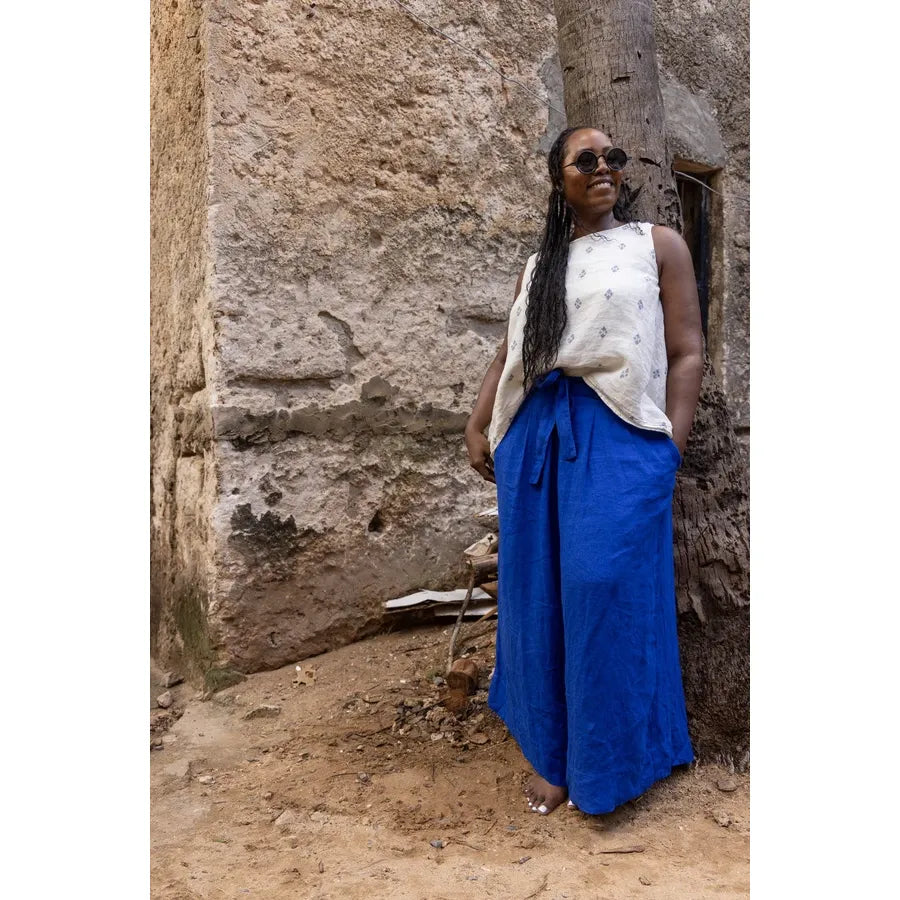 Meg By Design Harriet Linen Pant - Cobalt