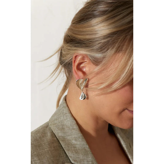 Jacquie Starr Folded Hearts Asymmetrical Drop Earrings
