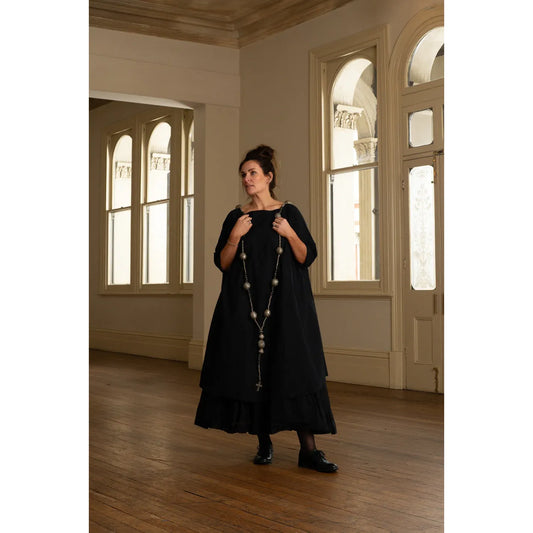 Meg By Design Manon Paper Cotton Dress - Black