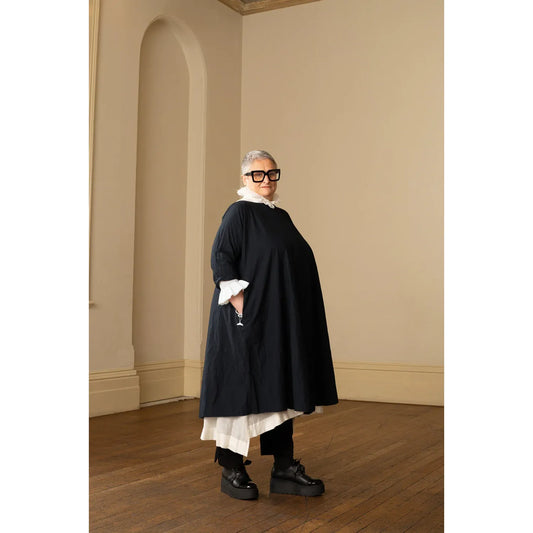 Meg By Design Manon Paper Cotton Dress - Black