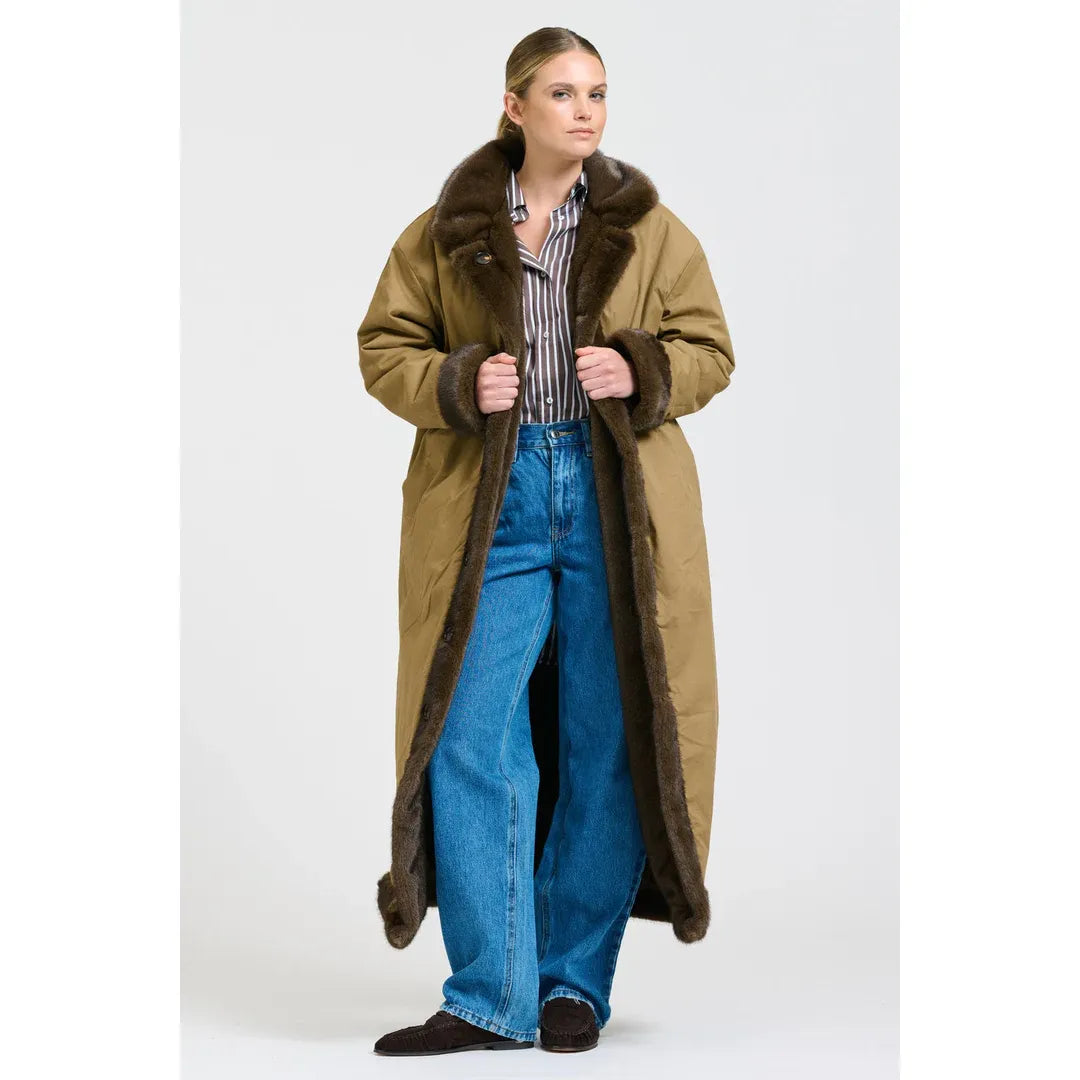 Shirty Lech Reverso Long Coat - Tan/Brown