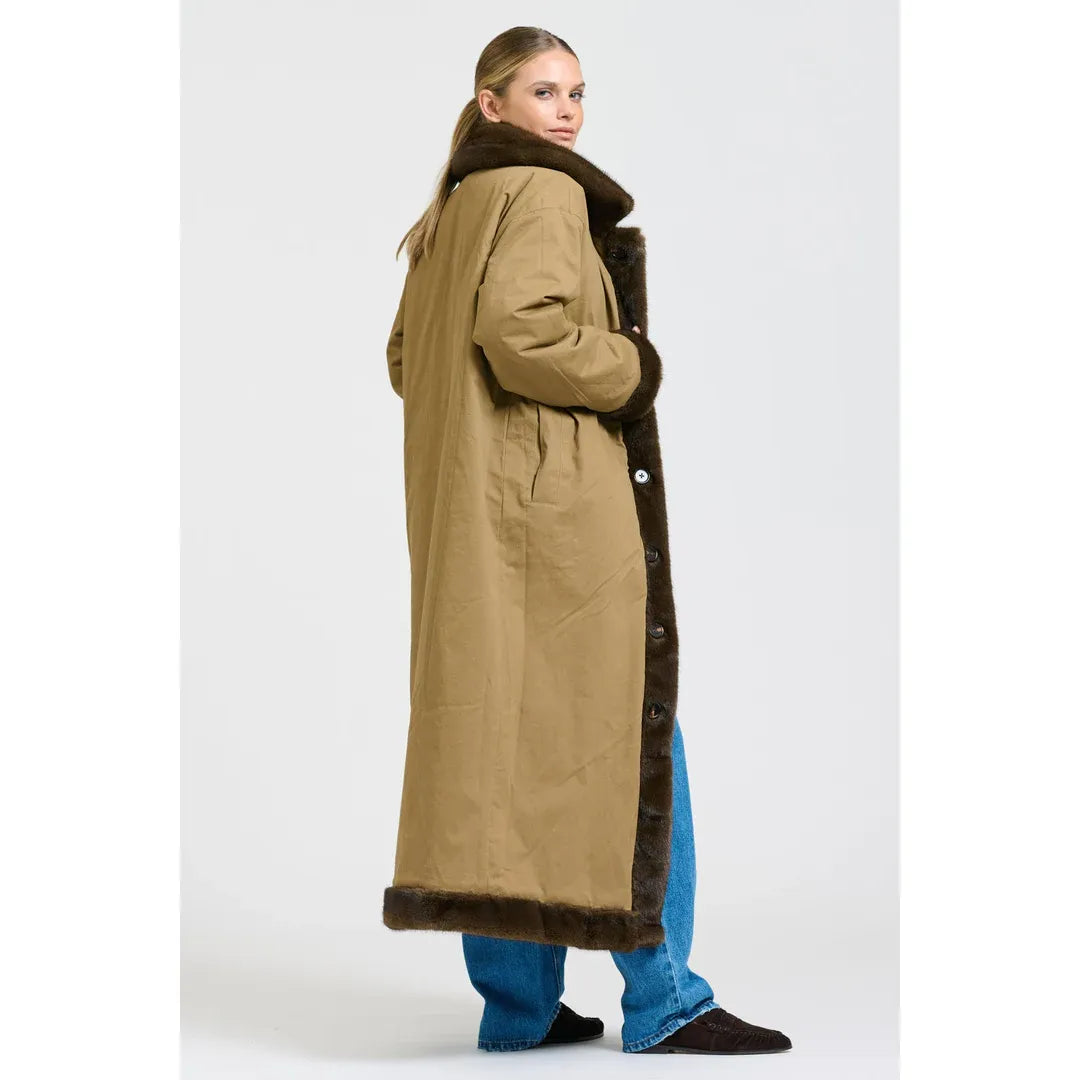 Shirty Lech Reverso Long Coat - Tan/Brown