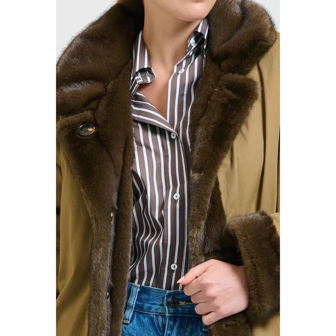 Shirty Lech Reverso Long Coat - Tan/Brown